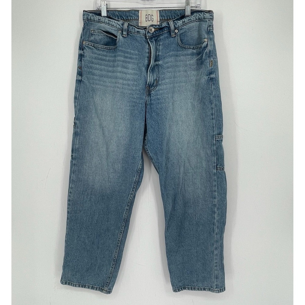 BDG Men's Blue Medium Wash Straight Leg Utility Carpenter Denim Jeans Size 34